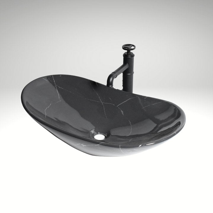 InArt Oval Bathroom Ceramic Vessel Sink Art Basin in Black Color - InArt-Studio-USA