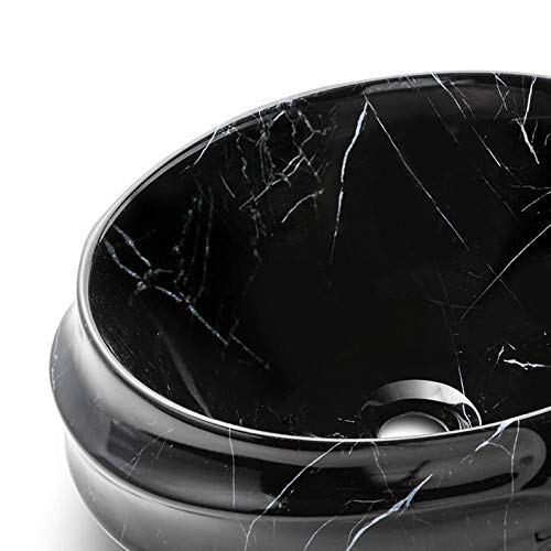 InArt Oval Bathroom Ceramic Vessel Sink Art Basin in Black Color - InArt-Studio-USA