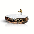 InArt Oval Bathroom Ceramic Vessel Sink Art Basin in Black Gold Color - InArt-Studio-USA