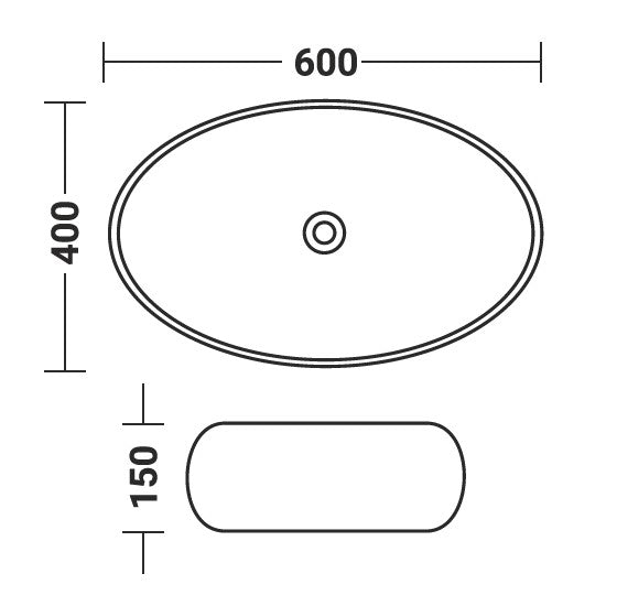 InArt Oval Bathroom Ceramic Vessel Sink Art Basin in Black Marble Color - InArt-Studio-USA