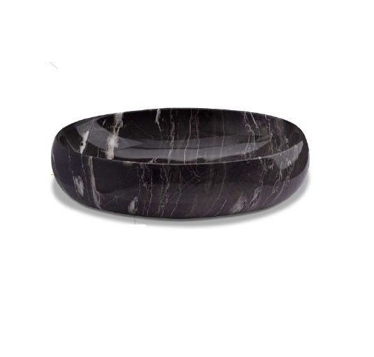 InArt Oval Bathroom Ceramic Vessel Sink Art Basin in Black Marble Color - InArt-Studio-USA
