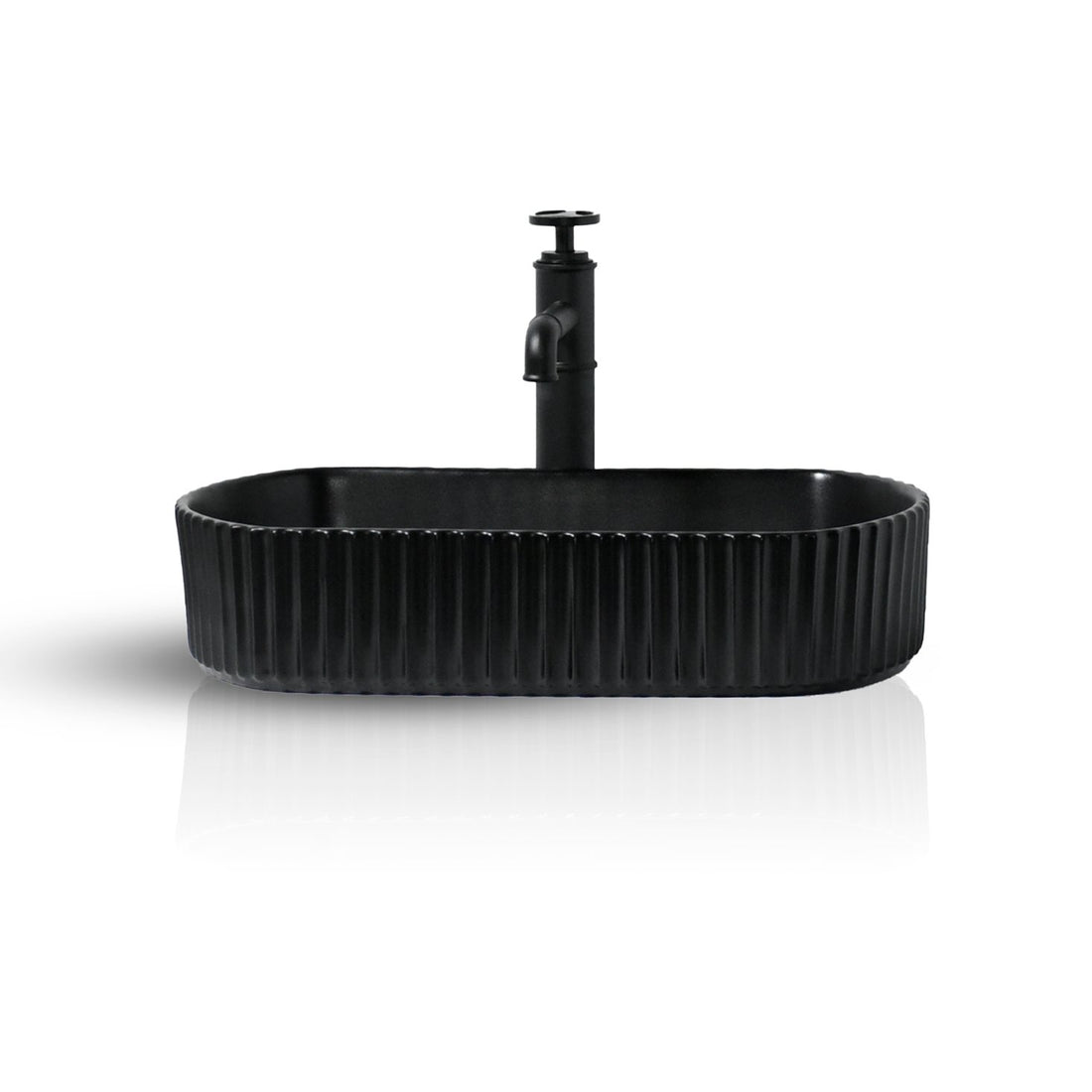 InArt Oval Bathroom Ceramic Vessel Sink Art Basin in Black Matte Color - InArt-Studio-USA