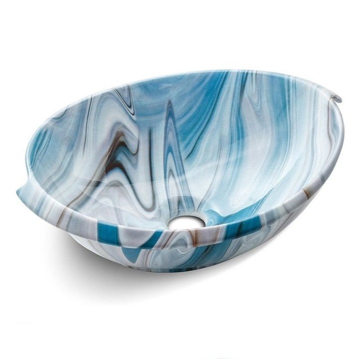 InArt Oval Bathroom Ceramic Vessel Sink Art Basin in Blue Color - InArt-Studio-USA