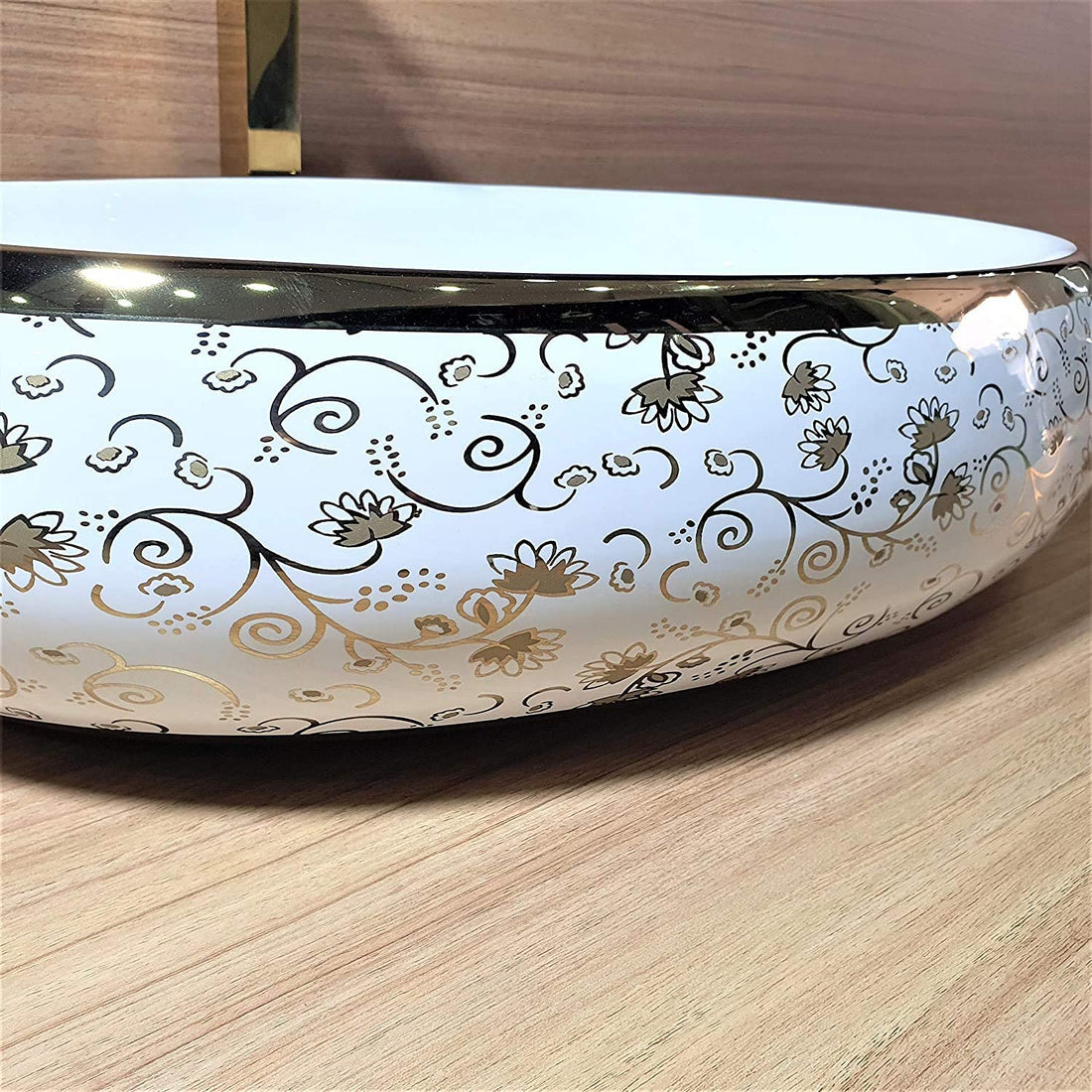 InArt Oval Bathroom Ceramic Vessel Sink Art Basin in Gold Color - InArt-Studio-USA