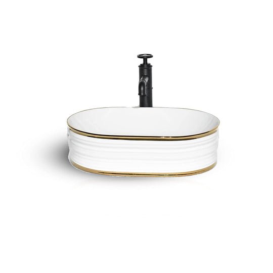 InArt Oval Bathroom Ceramic Vessel Sink Art Basin in Gold Color - InArt-Studio-USA