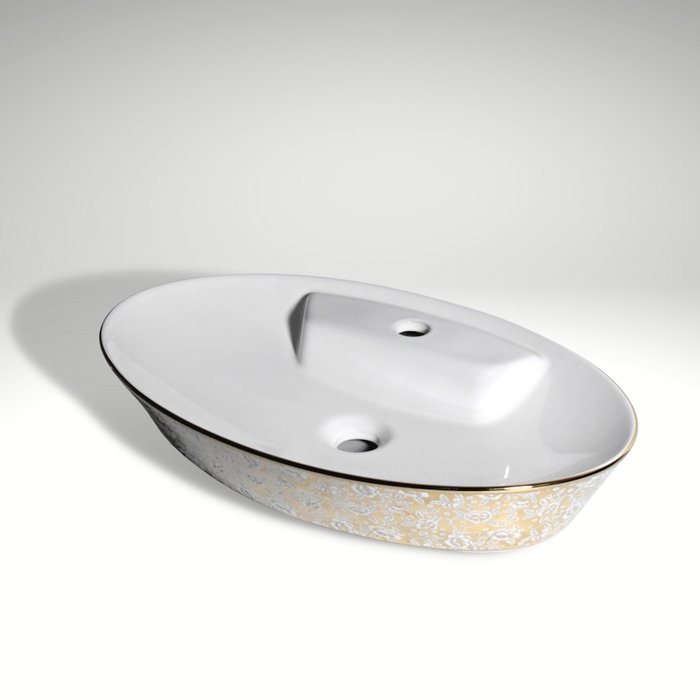 InArt Oval Bathroom Ceramic Vessel Sink Art Basin in Gold Color - InArt-Studio-USA