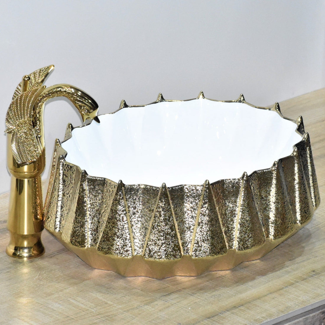 InArt Oval Bathroom Ceramic Vessel Sink Art Basin in Gold Color - InArt-Studio-USA