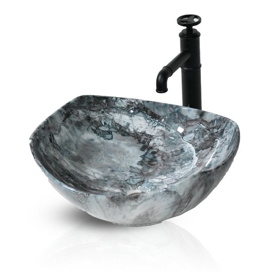 InArt Oval Bathroom Ceramic Vessel Sink Art Basin in Grey Marble Color - InArt-Studio-USA