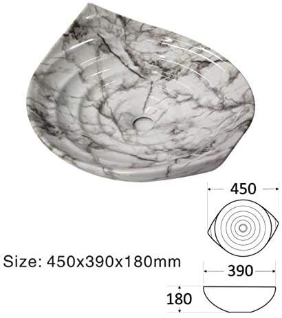 InArt Oval Bathroom Ceramic Vessel Sink Art Basin in Marble Color - InArt-Studio-USA
