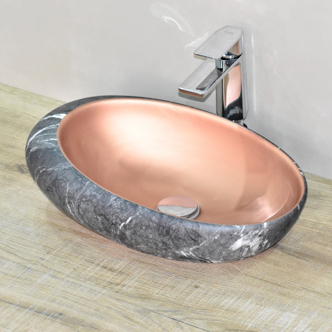 InArt Oval Bathroom Ceramic Vessel Sink Art Basin in Marble Color - InArt-Studio-USA