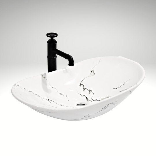 InArt Oval Bathroom Ceramic Vessel Sink Art Basin in White Color - InArt-Studio-USA