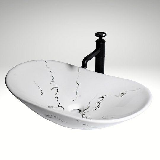 InArt Oval Bathroom Ceramic Vessel Sink Art Basin in White Color - InArt-Studio-USA