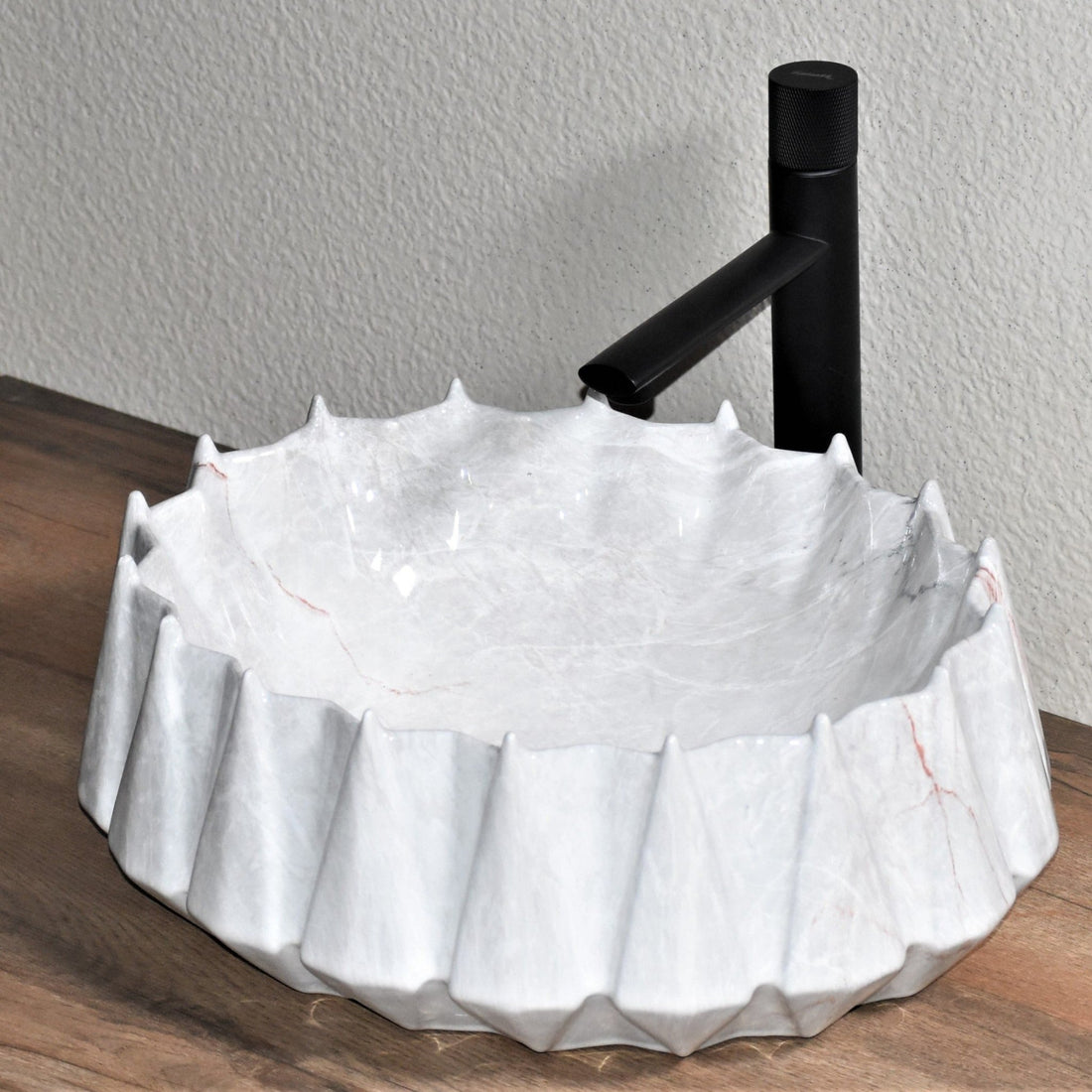 InArt Oval Bathroom Ceramic Vessel Sink Art Basin in White Marble Color - InArt-Studio-USA