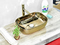 InArt Rectangle Bathroom Ceramic Vessel Sink Art Basin Gold 46 x 33 CM - InArt-Studio-USA