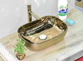 InArt Rectangle Bathroom Ceramic Vessel Sink Art Basin Gold 46 x 33 CM - InArt-Studio-USA