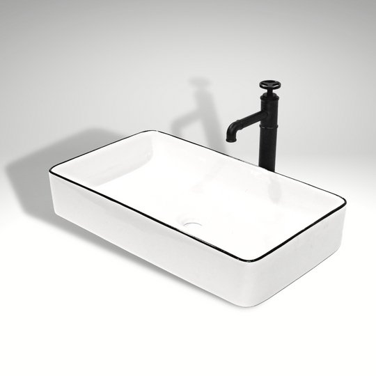 InArt Rectangle Bathroom Ceramic Vessel Sink Art Basin in Black Color - InArt-Studio-USA