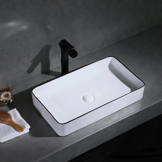 InArt Rectangle Bathroom Ceramic Vessel Sink Art Basin in Black Color - InArt-Studio-USA