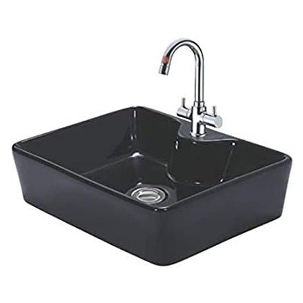 InArt Rectangle Bathroom Ceramic Vessel Sink Art Basin in Black Color - InArt-Studio-USA