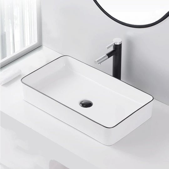 InArt Rectangle Bathroom Ceramic Vessel Sink Art Basin in Black Color - InArt-Studio-USA