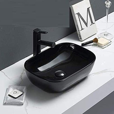 InArt Rectangle Bathroom Ceramic Vessel Sink Art Basin in Black Color - InArt-Studio-USA