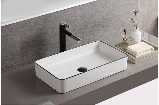 InArt Rectangle Bathroom Ceramic Vessel Sink Art Basin in Black Color - InArt-Studio-USA