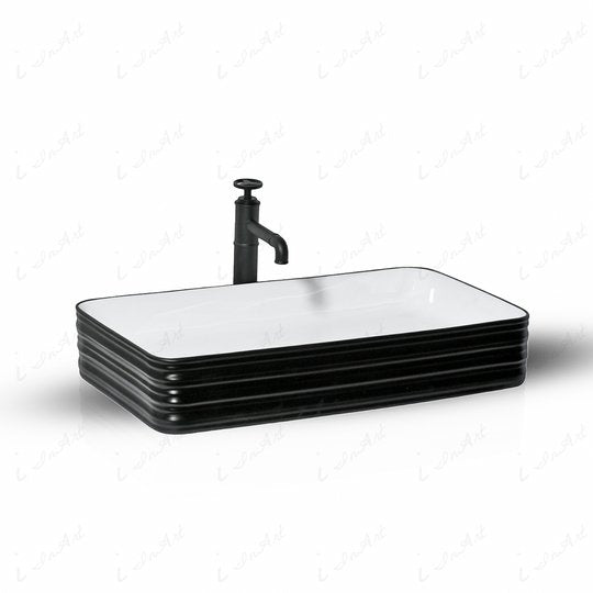 InArt Rectangle Bathroom Ceramic Vessel Sink Art Basin in Black Matt Color - InArt-Studio-USA