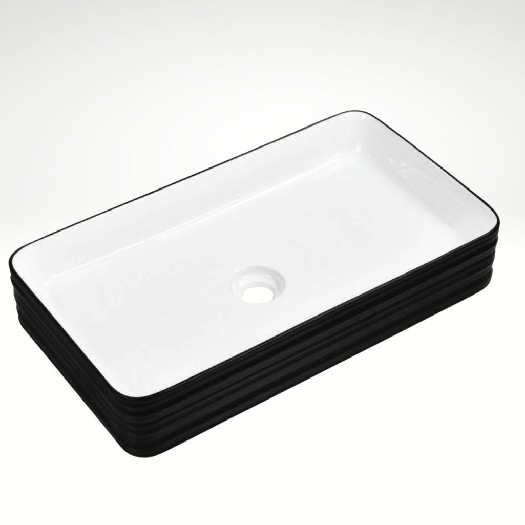 InArt Rectangle Bathroom Ceramic Vessel Sink Art Basin in Black Matt Color - InArt-Studio-USA