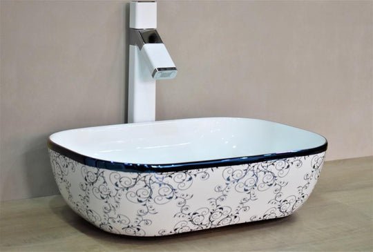 InArt Rectangle Bathroom Ceramic Vessel Sink Art Basin in Blue Color - InArt-Studio-USA