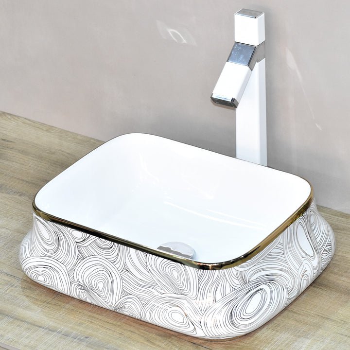 InArt Rectangle Bathroom Ceramic Vessel Sink Art Basin in Gold Color - InArt-Studio-USA