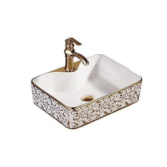 InArt Rectangle Bathroom Ceramic Vessel Sink Art Basin in Gold Color - InArt-Studio-USA