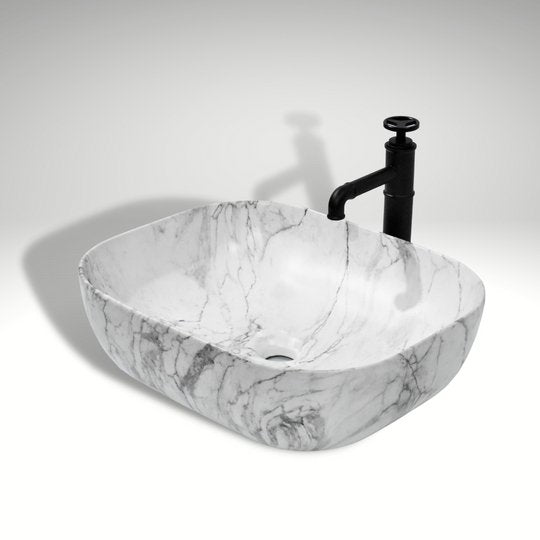 InArt Rectangle Bathroom Ceramic Vessel Sink Art Basin in Grey Color - InArt-Studio-USA