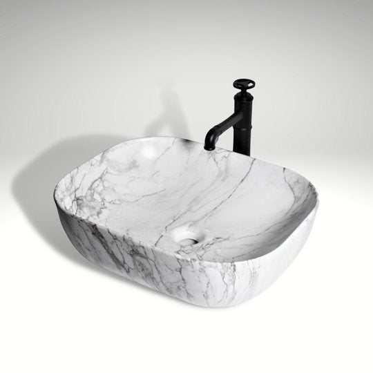 InArt Rectangle Bathroom Ceramic Vessel Sink Art Basin in Grey Color - InArt-Studio-USA