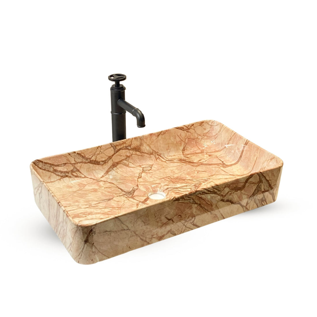 InArt Rectangle Bathroom Ceramic Vessel Sink Art Basin in Marble Color - InArt-Studio-USA