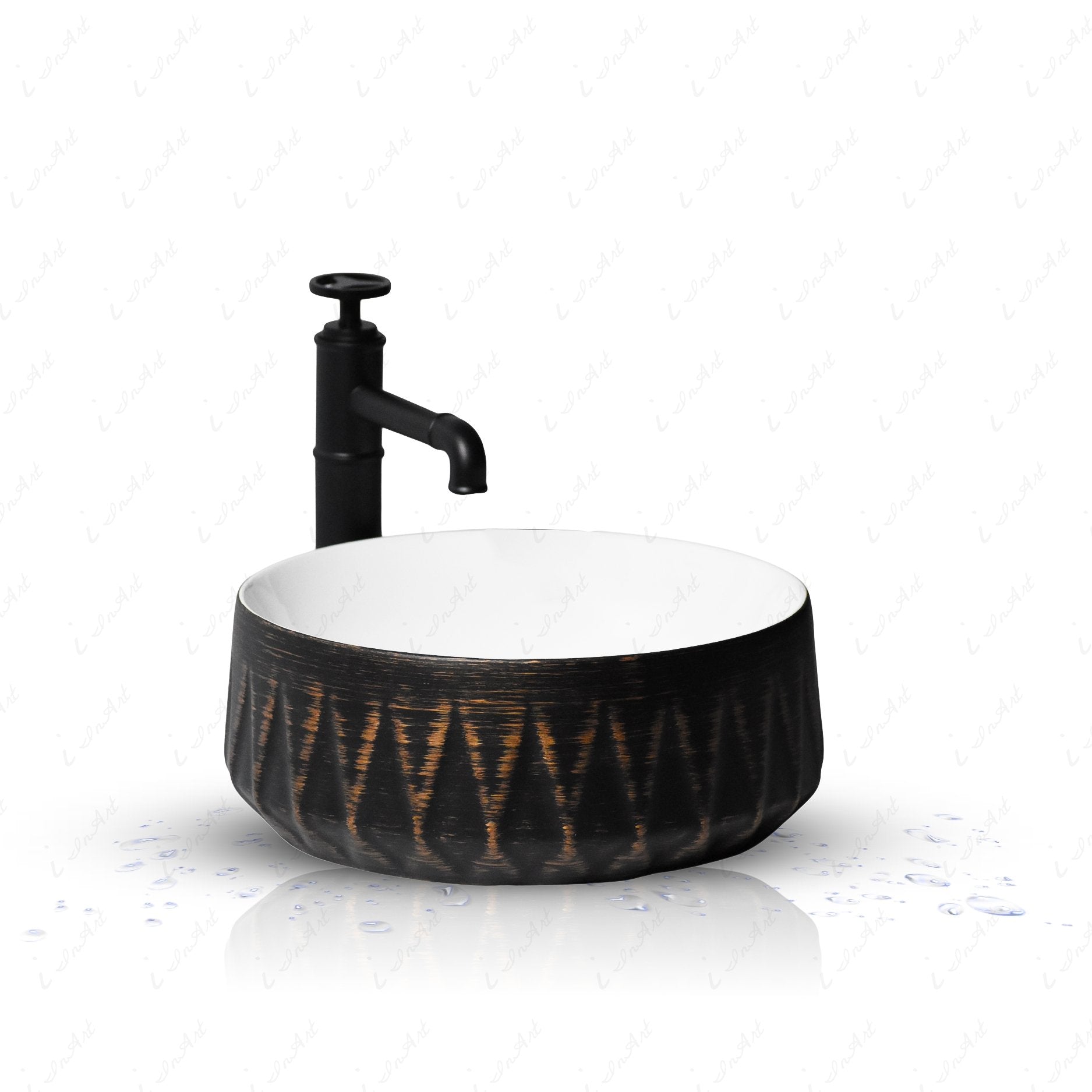 InArt Round Antique Bronze Bathroom Vessel sink Art Basin - InArt-Studio-USA