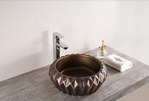 InArt Round Bathroom Ceramic Vessel Sink Art Basin in Antique Color - InArt-Studio-USA
