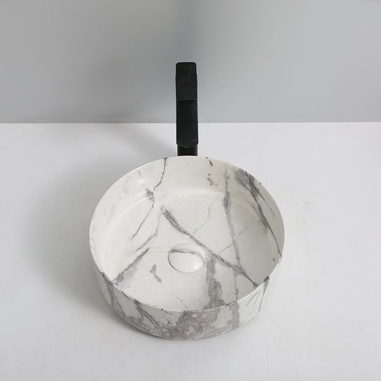 InArt Round Bathroom Ceramic Vessel Sink Art Basin in Grey Color - InArt-Studio-USA