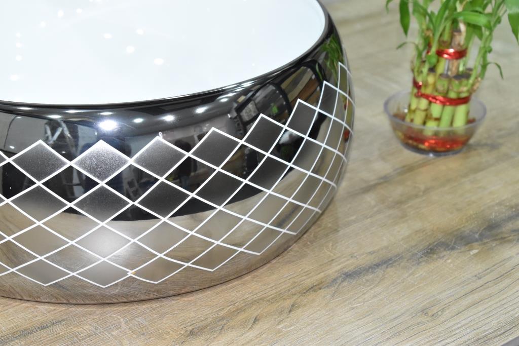 InArt Round Bathroom Ceramic Vessel Sink Art Basin in Silver White Color - InArt-Studio-USA