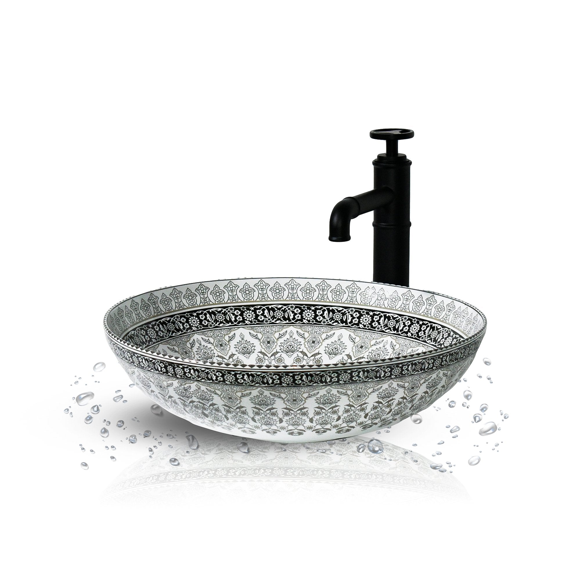 InArt Round Bathroom Ceramic Vessel Sink Art Basin Mexican 40.5 x 40.5 CM - InArt-Studio-USA