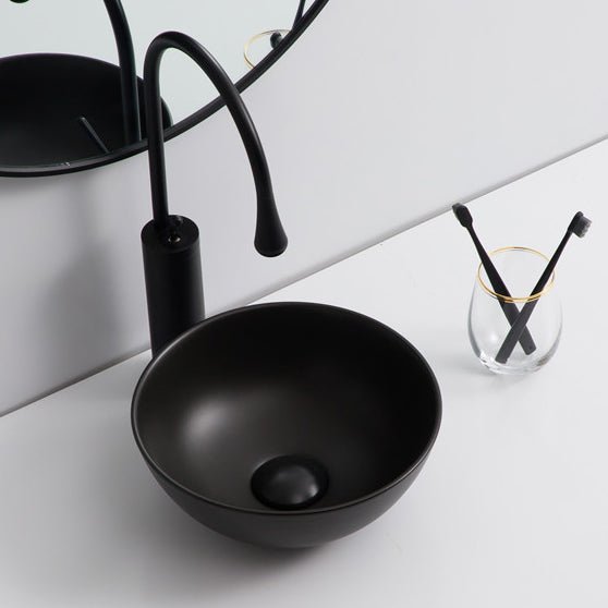 InArt Round Small Black Matt Bathroom Vessel sink Art Basin - InArt-Studio-USA