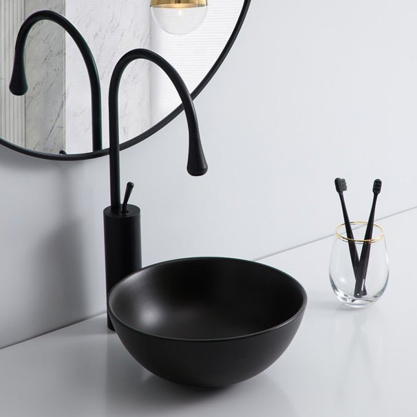 InArt Round Small Black Matt Bathroom Vessel sink Art Basin - InArt-Studio-USA