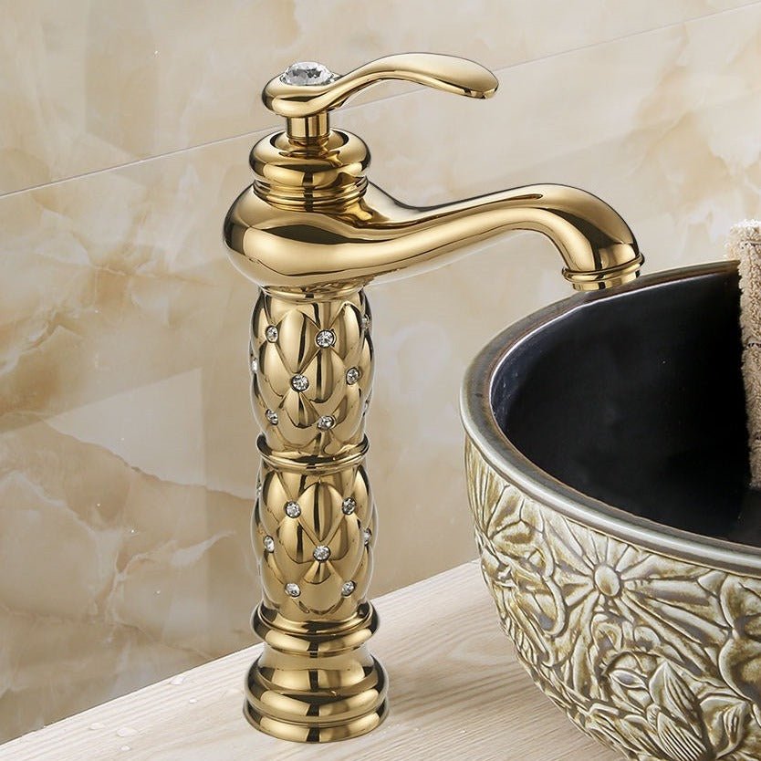 high arc gold white faucet