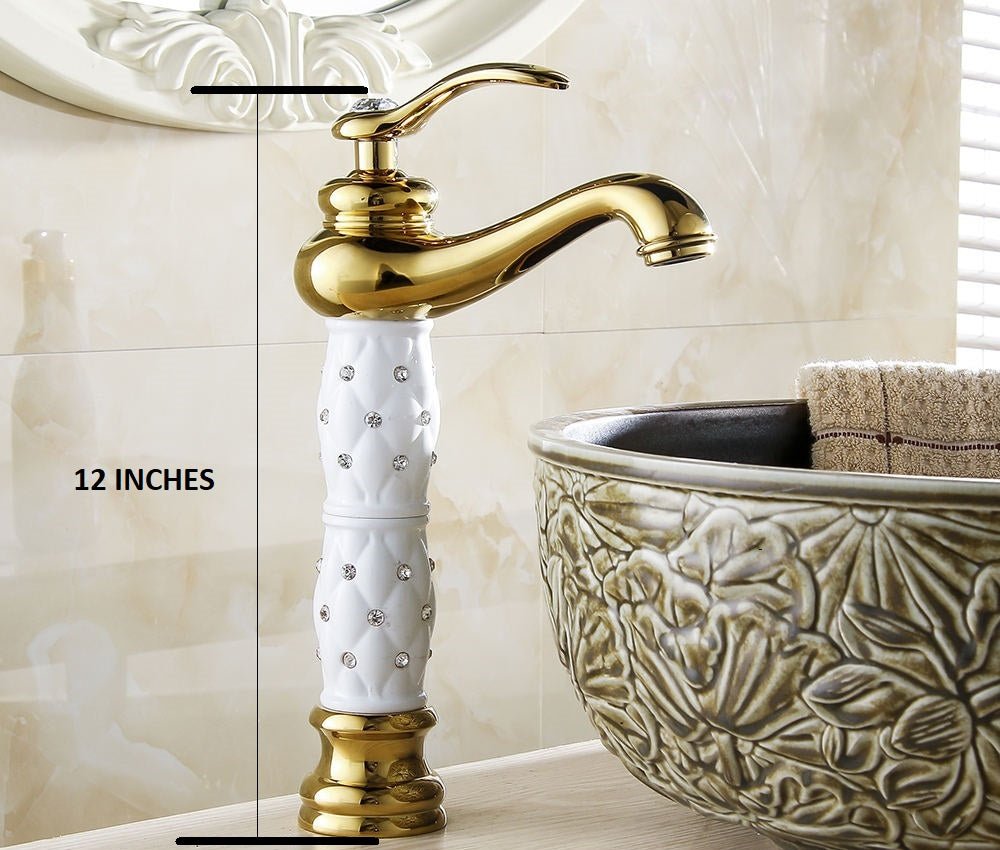 InArt Single-Handle Vessel Sink Faucet in Gold White