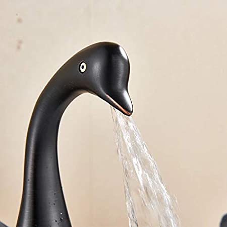InArt Single Hole Single-Handle Bathroom Swan Faucet in Black Matte