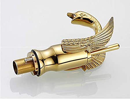 InArt Single Hole Single-Handle Bathroom Swan Faucet in Gold