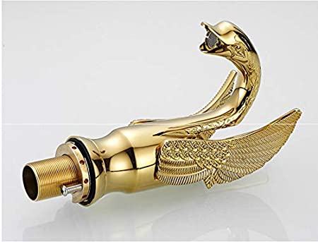 InArt Single Hole Single-Handle Bathroom Swan Faucet in Gold
