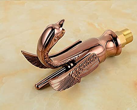 InArt Single Hole Single-Handle Bathroom Swan Faucet in Rose Gold