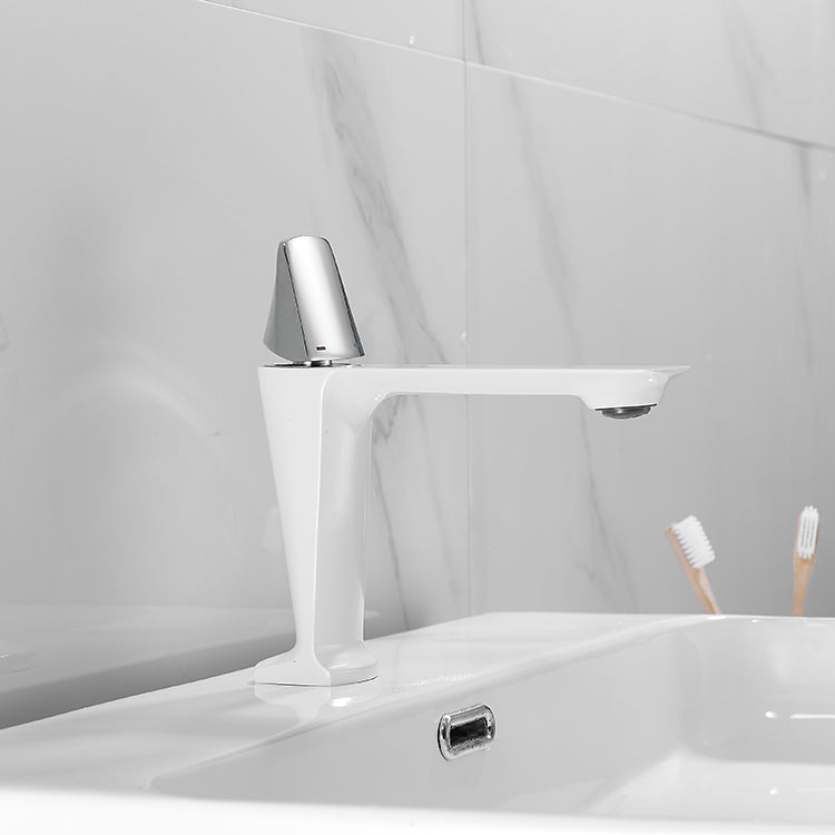 single hole bathroom sink faucet mid arc white color