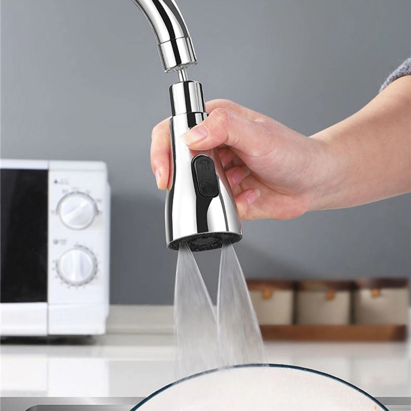 InArt Sink Faucet Sprayer Attachment - Movable Kitchen Tap Head with Hose, 360° Rotatable Anti-Splash Faucet Nozzle Head - InArt-Studio-USA
