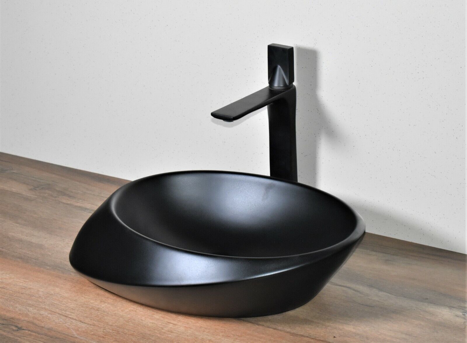 InArt Vessel Sink porcelain/Ceramic Above Counter Top Wash Basin Bathroom Vessel Sink Bowl For Lavatory 21 x 15 x 6 Inch (Black Matt)