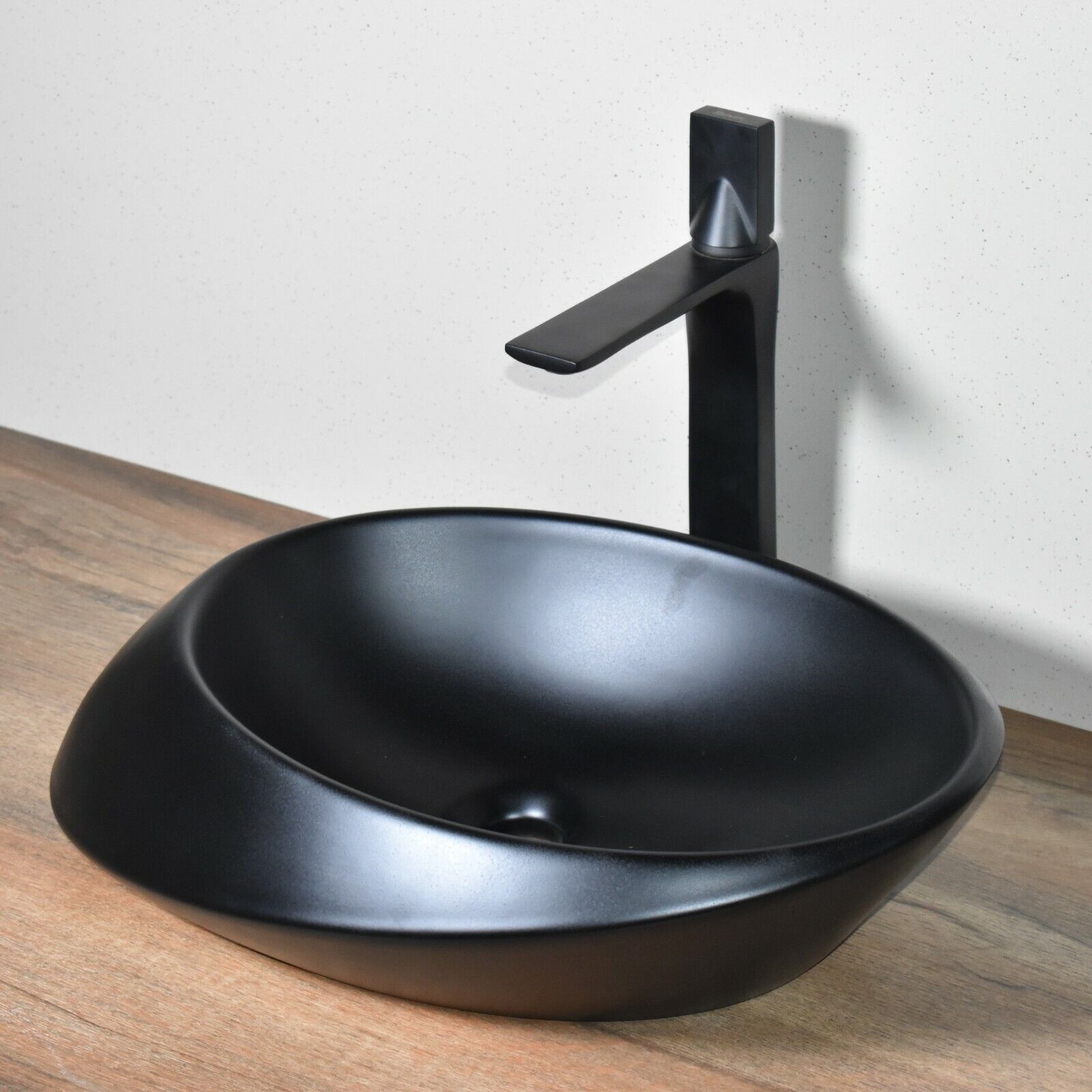 Bathroom vessel sink above counter ceramic porcelain wash basin Black Matt 